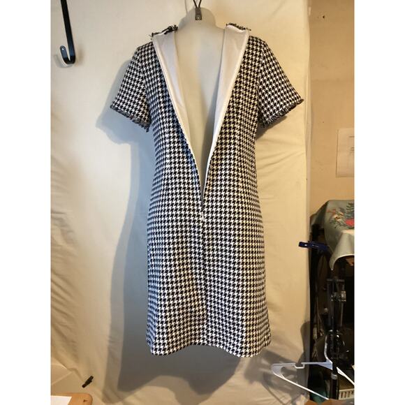 3019 NWT STITCH FIX Violets & Roses Lined Sheath Dress Black White Houndstooth - Picture 3 of 3
